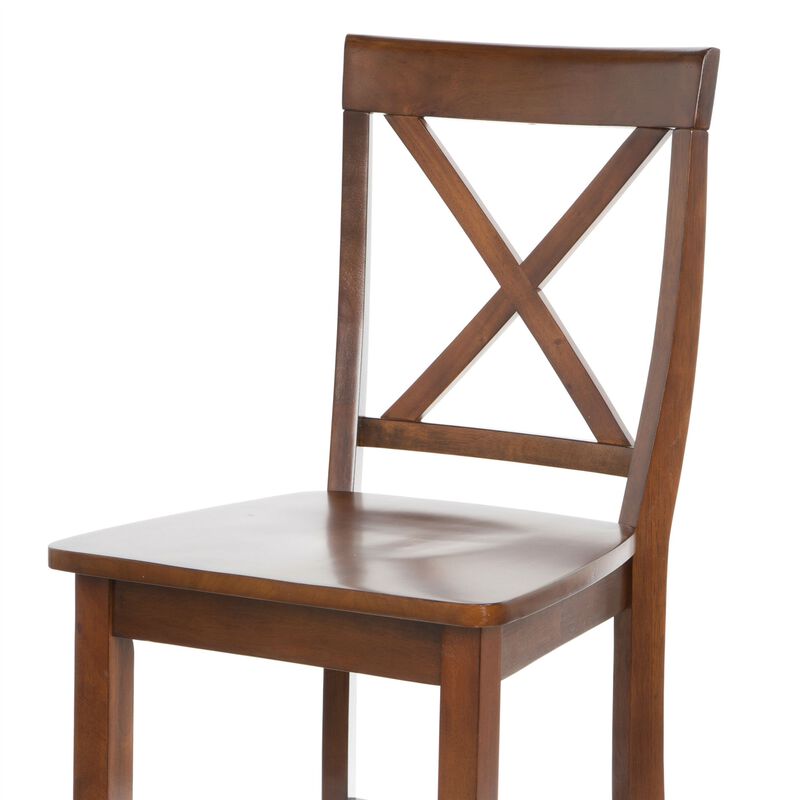 QuikFurn Set of 2 - X-Back Solid Wood 30-inch Barstools