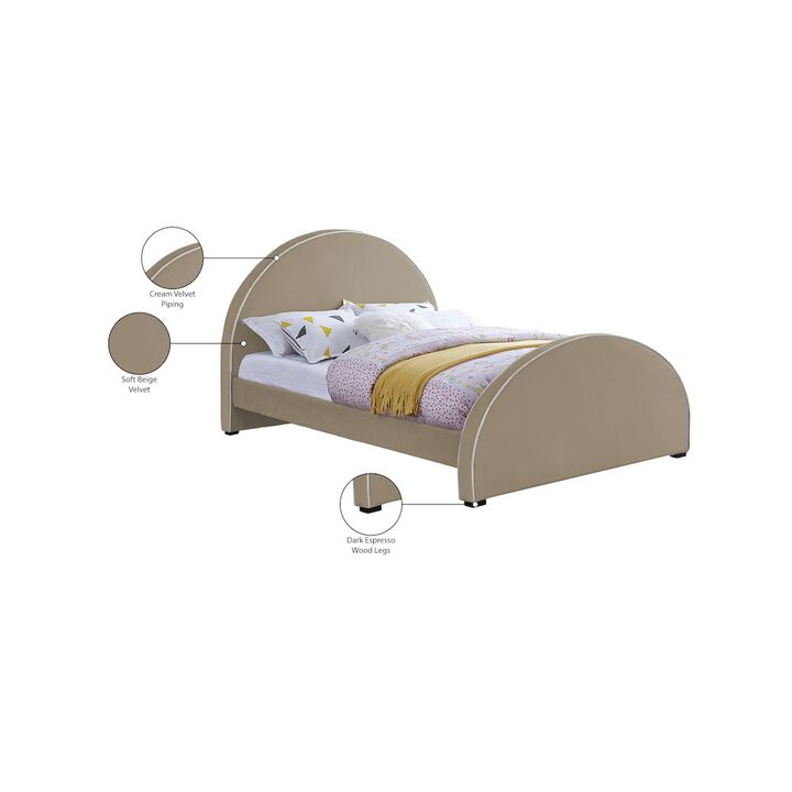 Meridian Furniture Brody Beige Velvet Queen Bed