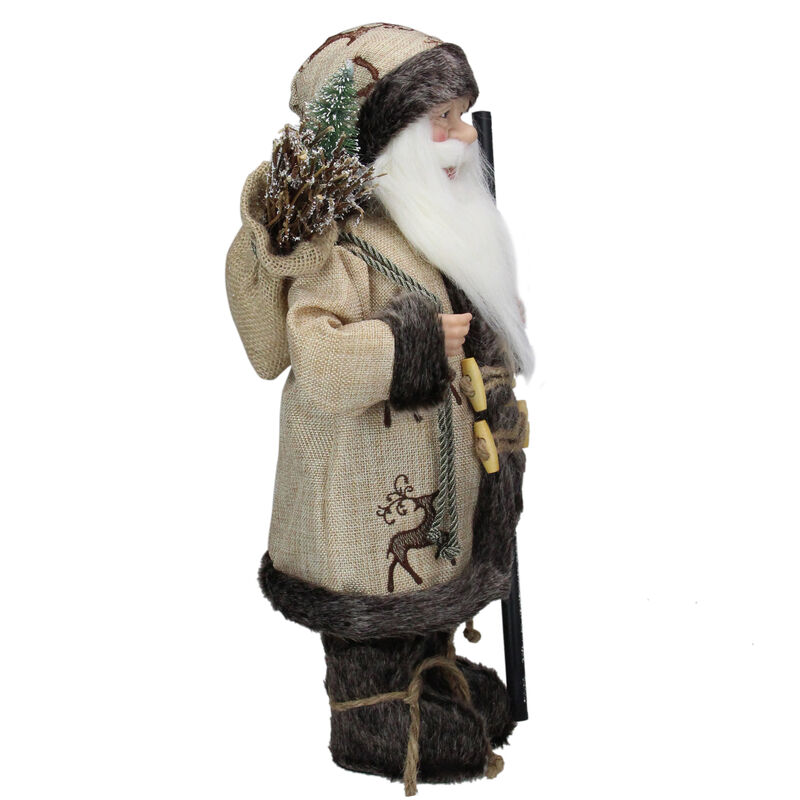 16.5" Country Rustic Santa Claus with Wooden Sled and Gifts Christmas Figure