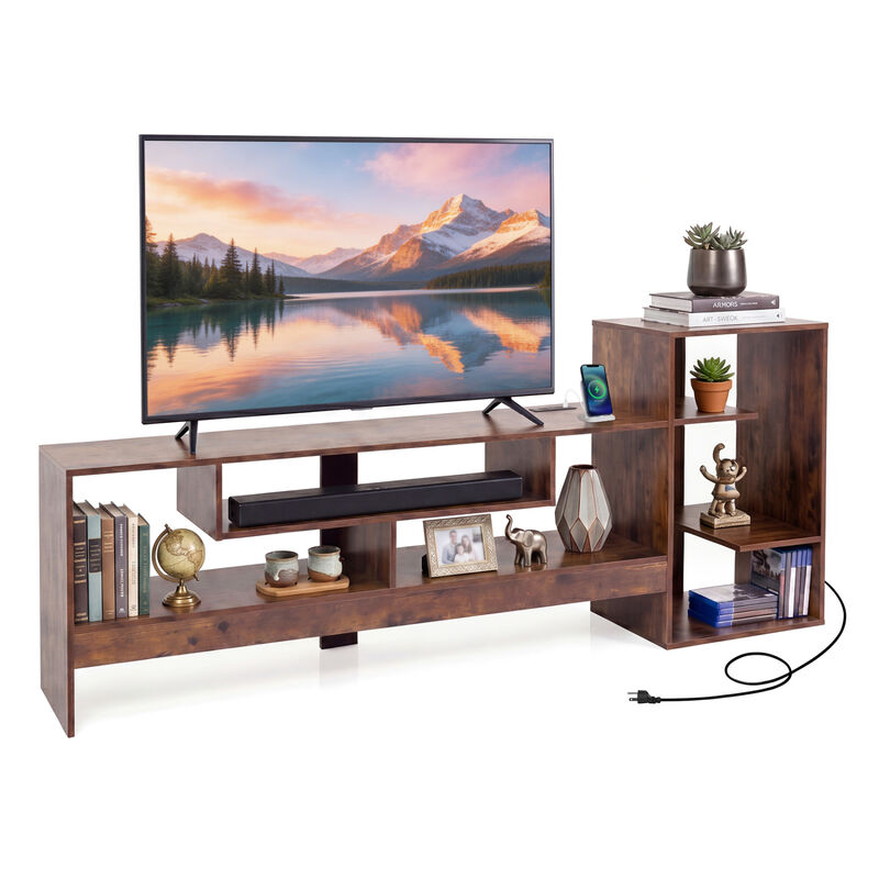 Entertainment Cube TV Stand with Built-in Power Outlets Shelves image number 3