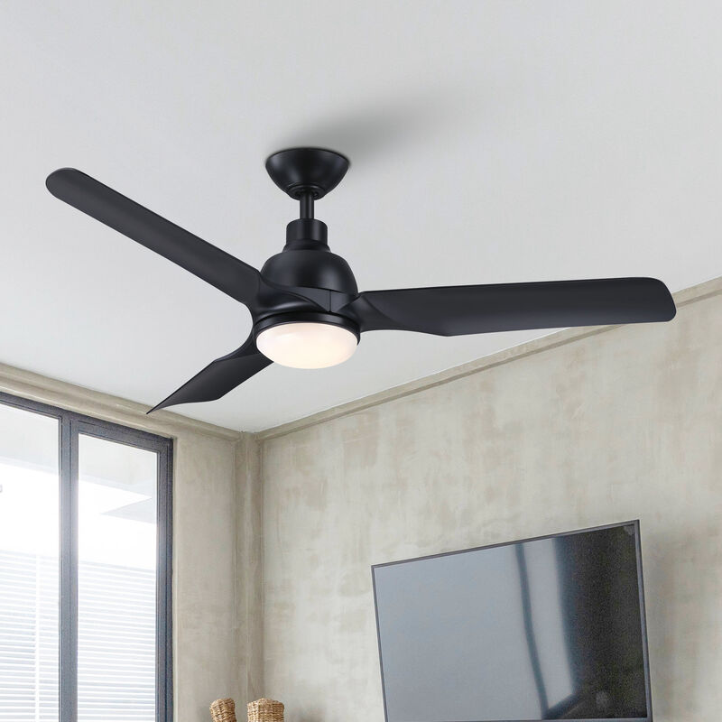 52 in. Black Reversible 6-Speed Ceiling Fan with Light and Remote