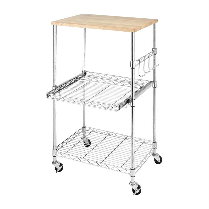 Hivvago Sturdy Metal Kitchen Microwave Cart with Adjustable Shelves and Locking Wheels