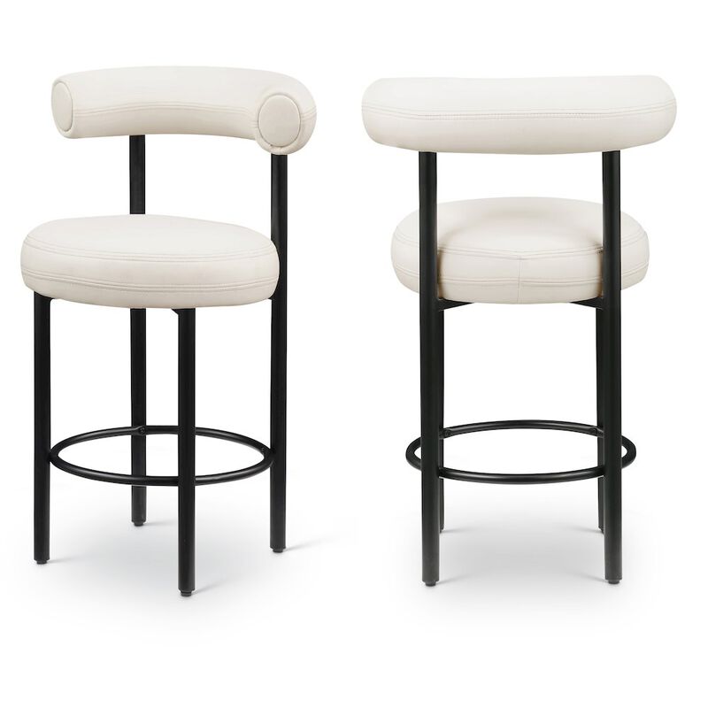 Meridian Furniture Bordeaux Vegan Leather Counter Stool, Set of 2
