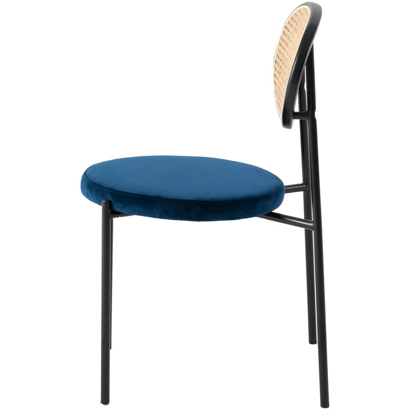 LeisureMod Euston Modern Dining Chair with Wicker Back and Velvet Seat, Indoor Kitchen, Dining Room, Home, Contemporary Side Chair Seating