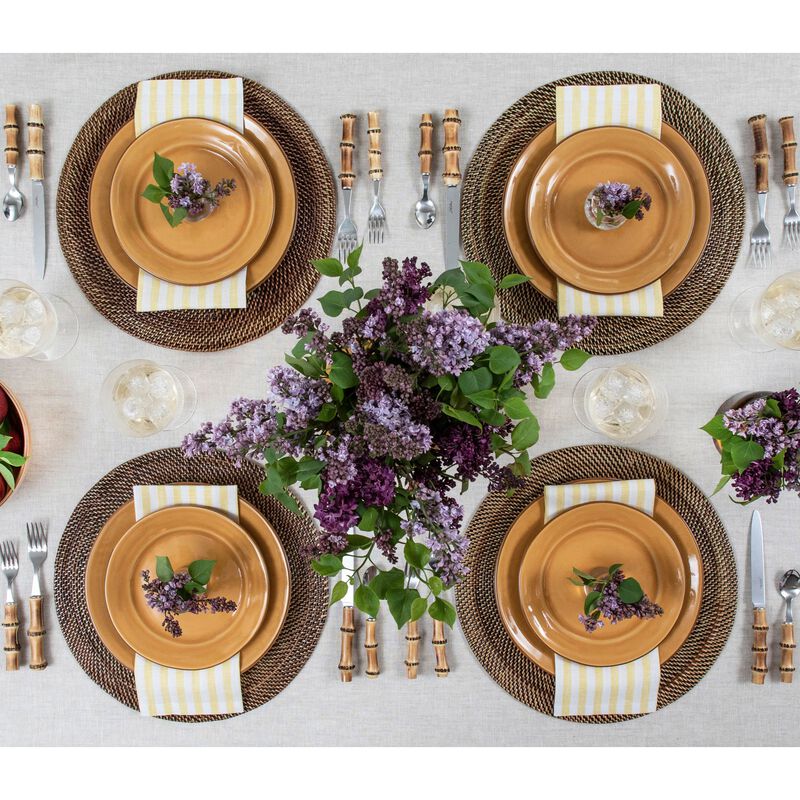 Solino Home Amalfi Stripe 100% Linen Dinner Napkins &ndash; Set of 4, 20 x 20 in, Machine Washable, Holiday and Everyday Dining