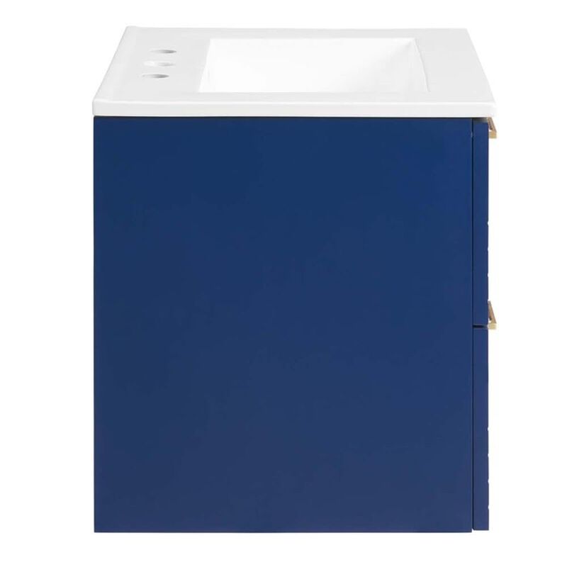 Modway Daybreak Bathroom Vanity, 24" with White Sink, Blue image number 3