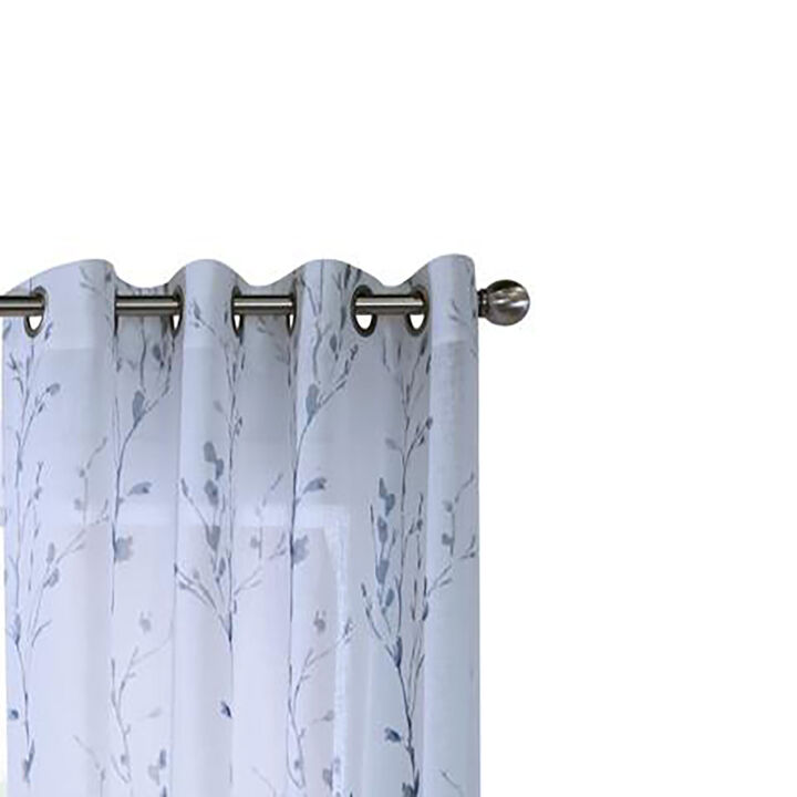 Commonwealth Primavera Style Panel Printed Floral Curtain, White