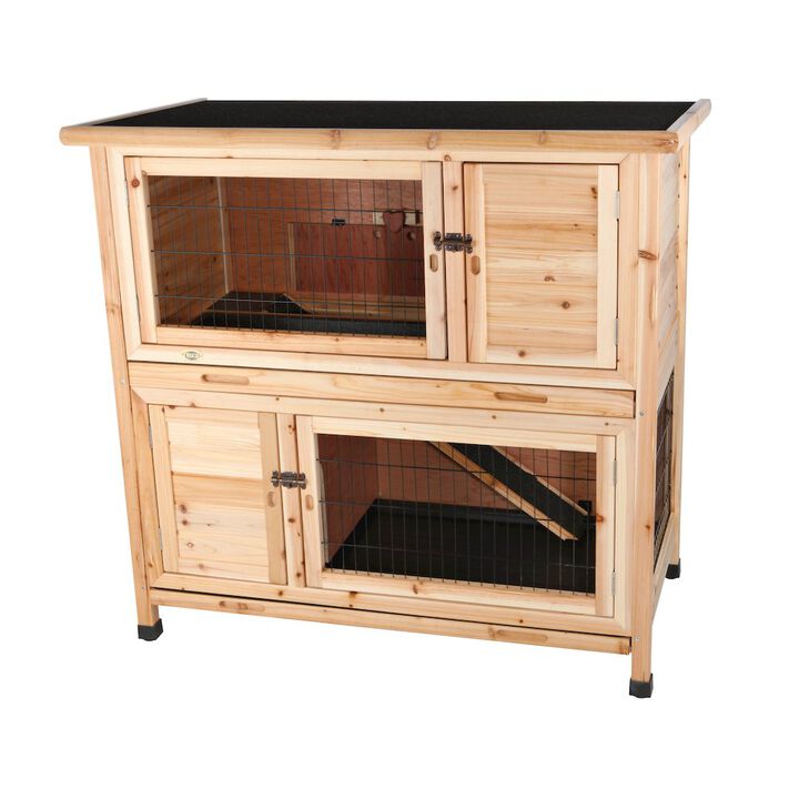 TRIXIE Natura Double Weatherproof Outdoor 2-Story Wooden Animal Hutch
