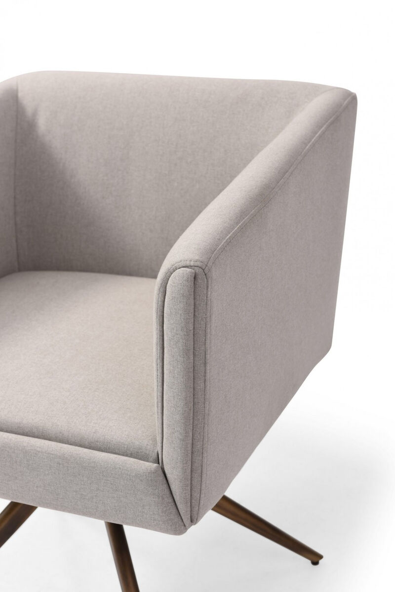 HomeRoots Light Gray And Brass Upholstered Fabric Dining Arm Chair image number 5