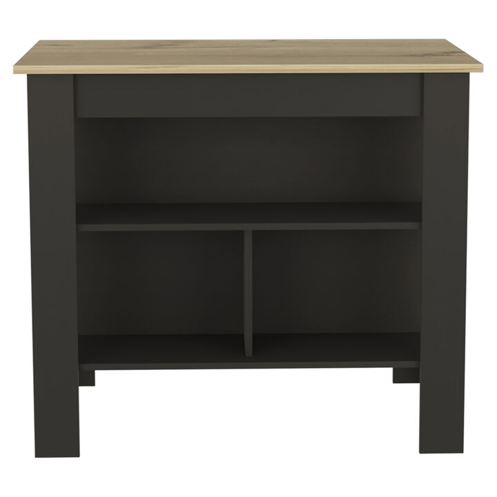 Streamdale Rockaway 3-Shelf Kitchen Island Black Wengue And Light Oak