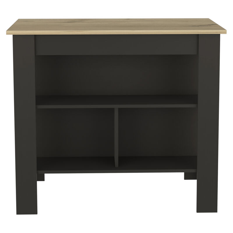 Streamdale Rockaway 3-Shelf Kitchen Island Black Wengue And Light Oak image number 0