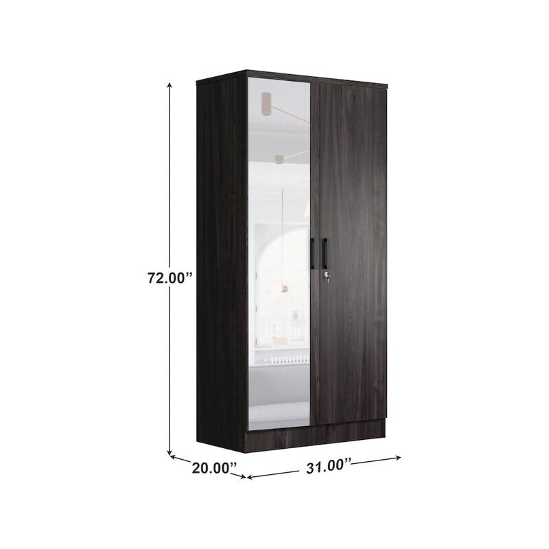 2 Doors Wardrobe Mirrored Door