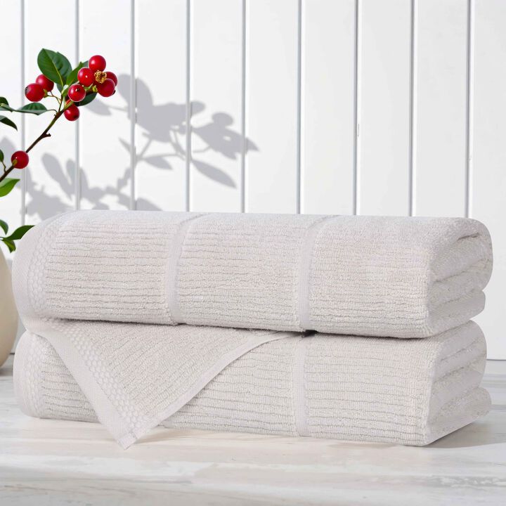 Viscose Cotton Blend Bath Towels Set of 2 with Ribbed Texture