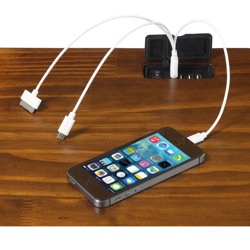 Casual Home Vanderbilt Nightstand with USB Ports-Warm Brown, 24"L x 17"W x 27"H