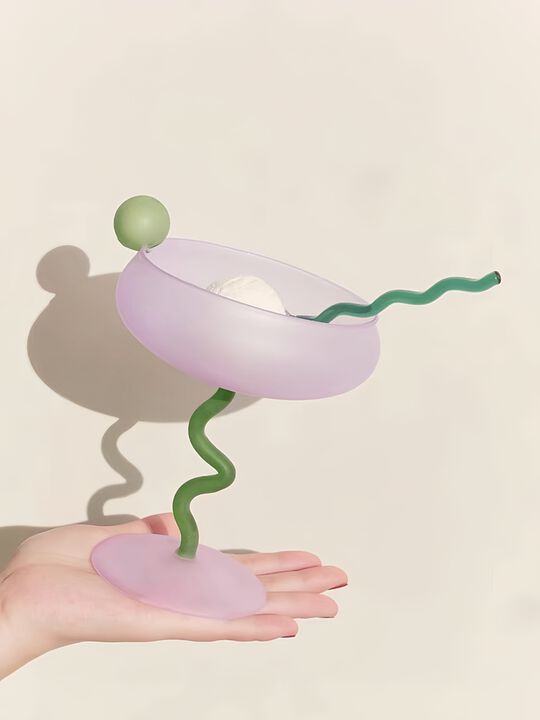 Jelly Bean Cocktail Coupe, Handblown Whimsical Wine Glasses