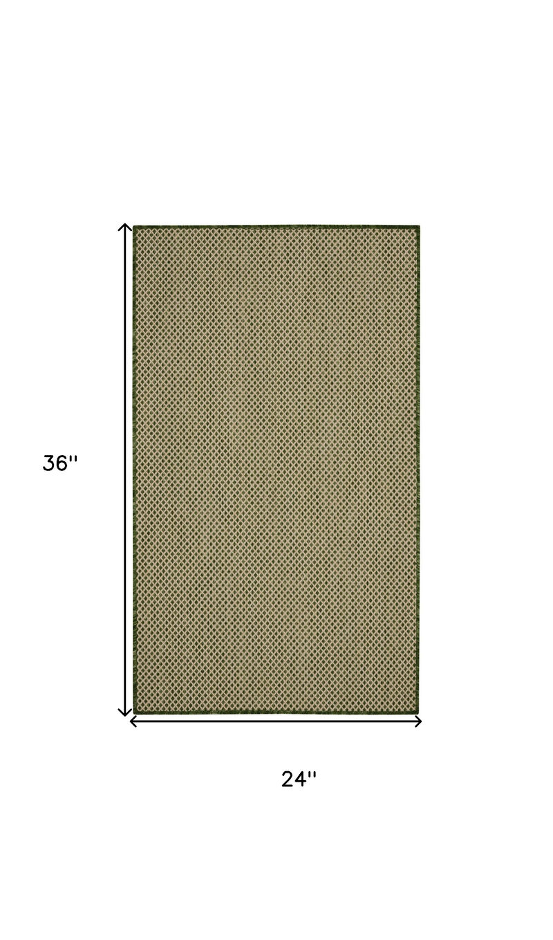 HomeRoots 2' X 3' Green And Tan Geometric Indoor Outdoor Area Rug image number 3
