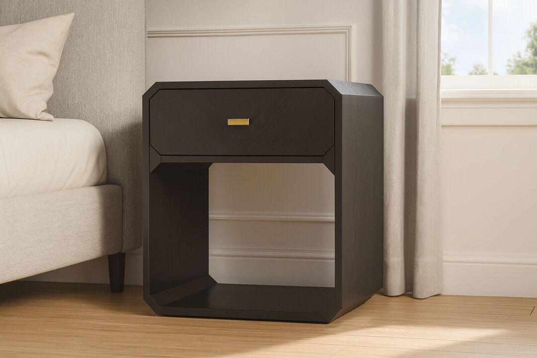 Meridian Furniture Parker Black Ash Veneer Night stand