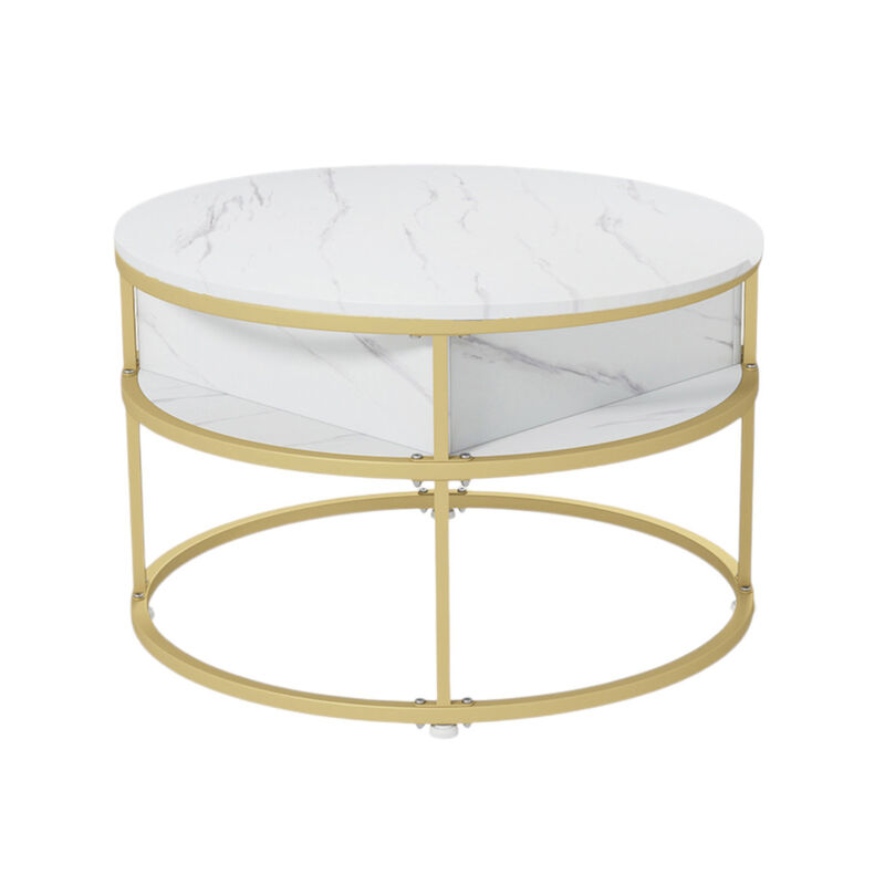 Round 31.5" Lift Top Coffee Table with Hidden Compartment & Side Storage image number 0