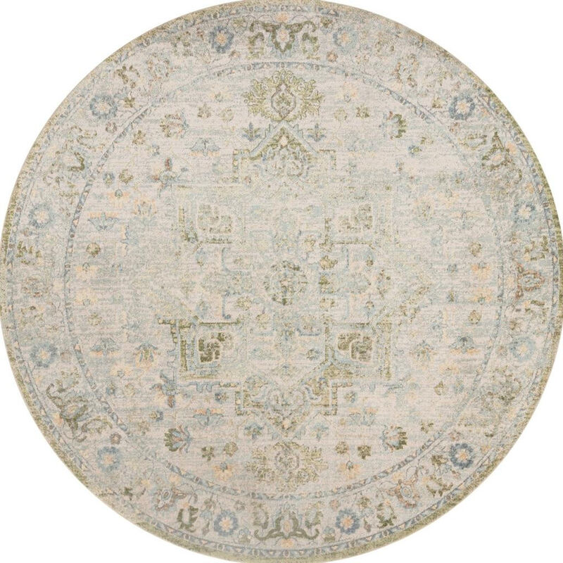 HomeRoots Floral Medallion Distressed Washable Round Rug image number 0