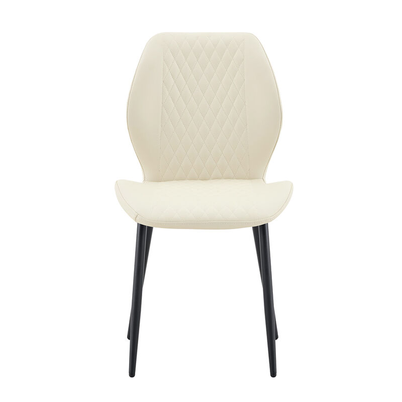 Whisen 4-Pack PU Leather Dining Chairs with Metal Legs, Light Luxury Upholstered Accent Chairs for Dining Room, Office, Study image number 0