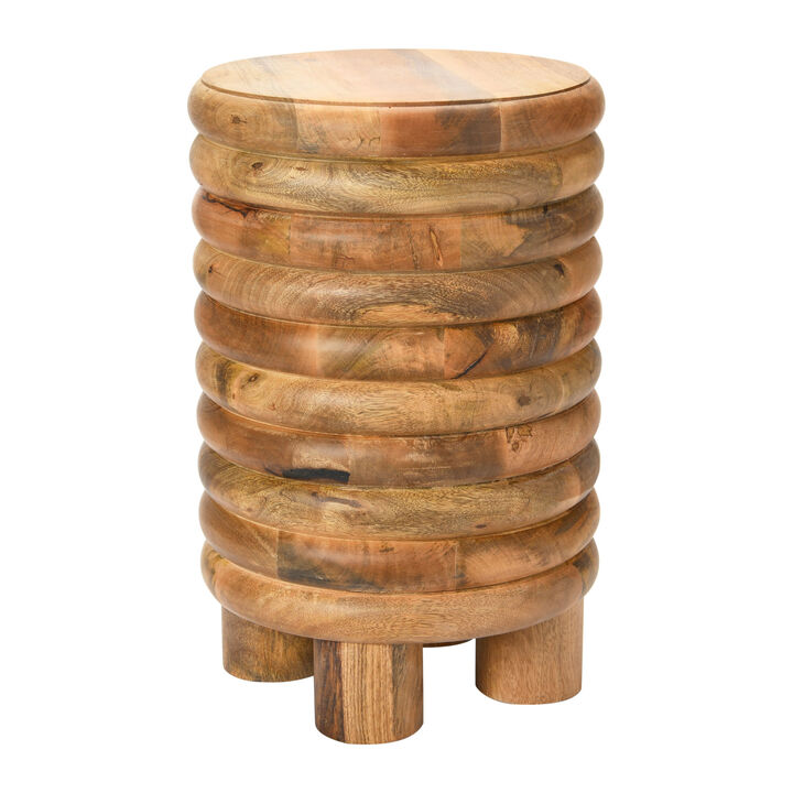 Dossier Vintage Solid Wood End Table or Stool, Natural Finish