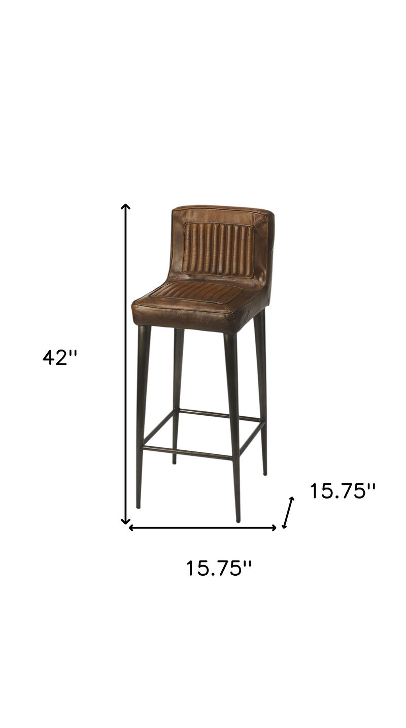 Hivvago 32 Inch Brown and Black Manufactured Wood and Iron Bar Chair