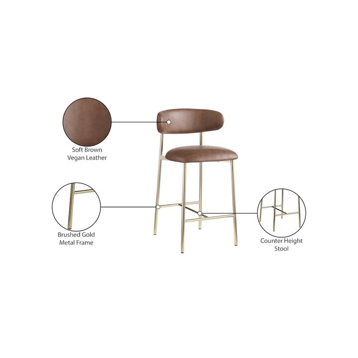 Meridian Furniture Lupita Vegan Leather Counter Stool, Set of 2