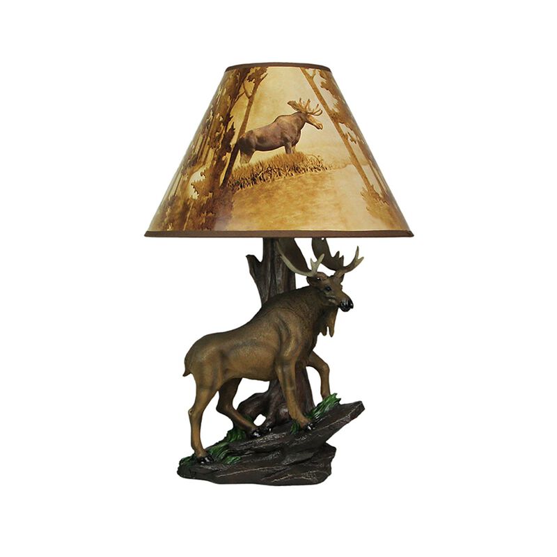North American Bull Moose Table Lamp W Shade image number 0