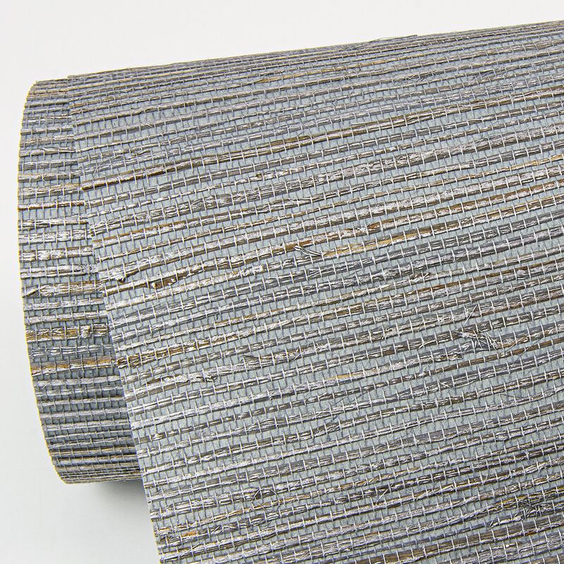 Shandong Slate Ramie Grasscloth Wallpaper (Double Roll) image number 5