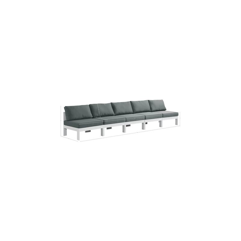Meridian Furniture Nizuc Grey Water Resistant Fabric Outdoor Patio Modular Sofa