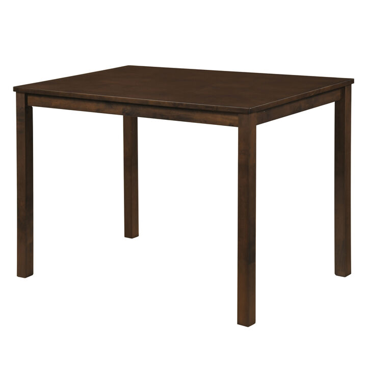 Wooden Farmhouse Dining Table for 4 Peoople with Durable Solid Rubber Wood Frame for Kitchen Room-Brown