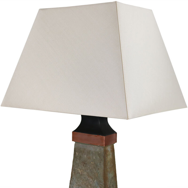Sunnydaze 30 in Indoor/Outdoor Copper Trimmed Slate Table Lamp with Shade
