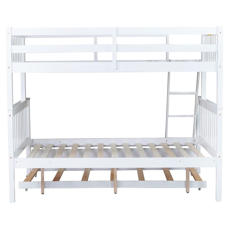Whisen Twin Over Full Rubber Wood Bunk Bed with Trundle