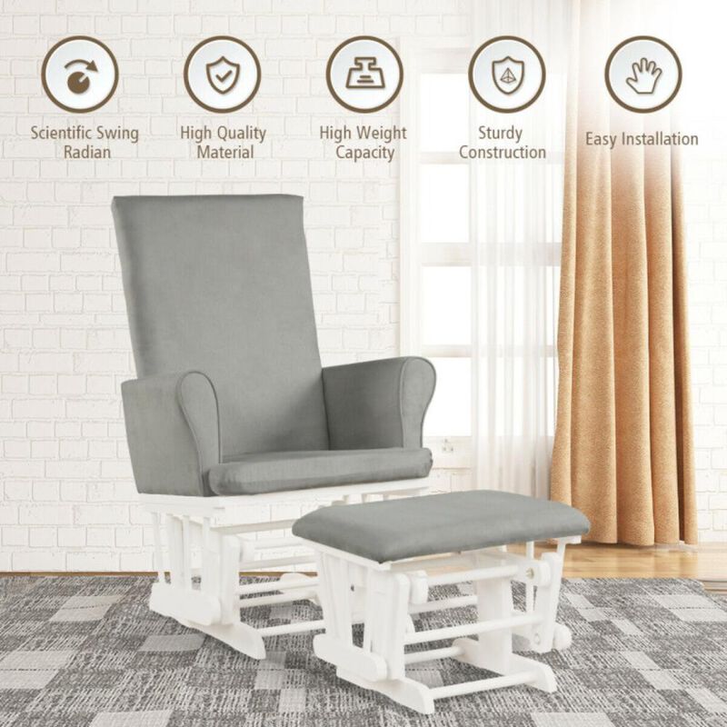 Hivvago Baby Nursery Relax Rocker Rocking Chair Glider and Ottoman Cushion Set