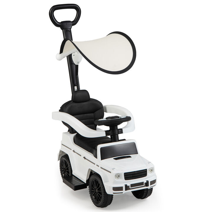 3-in-1 Kids Ride-On Push Car with Canopy for Toddler Outdoor Play