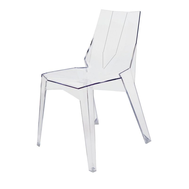 Outdoor Dining Chair Set of 4, Geometric Design, Transparent Clear - Benzara