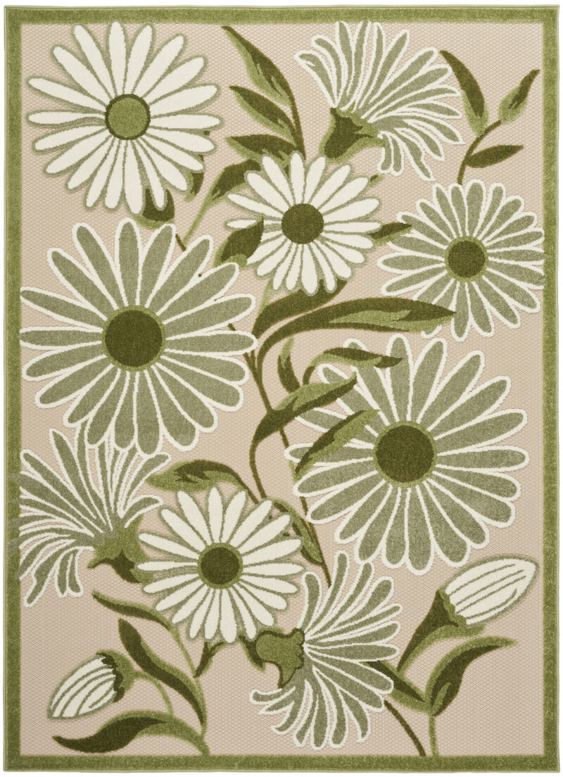 HomeRoots 6' X 9' Ivory And Green Floral Indoor Outdoor Area Rug image number 0