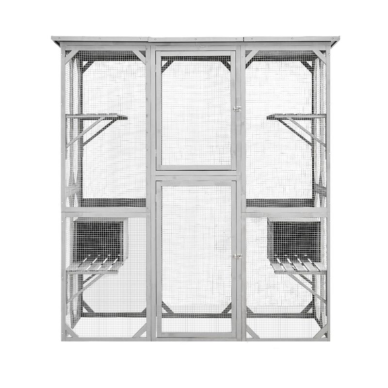 Mondawe Large Deluxe Outdoor Catio,With Leakproof Roof,6 Shelves & Walk-In Access For Multi-Cat Play