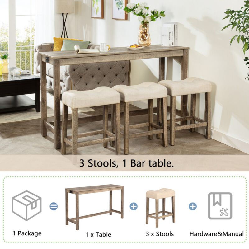 Kepfuf 4‑Piece Farmhouse Bar Table Set image number 6