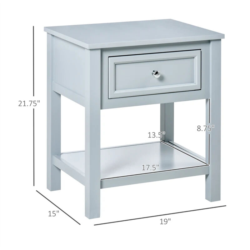 Modern Sofa Side Table with Storage Drawer and Shelf, Classic Accent Coffee Table for Living Room image number 3