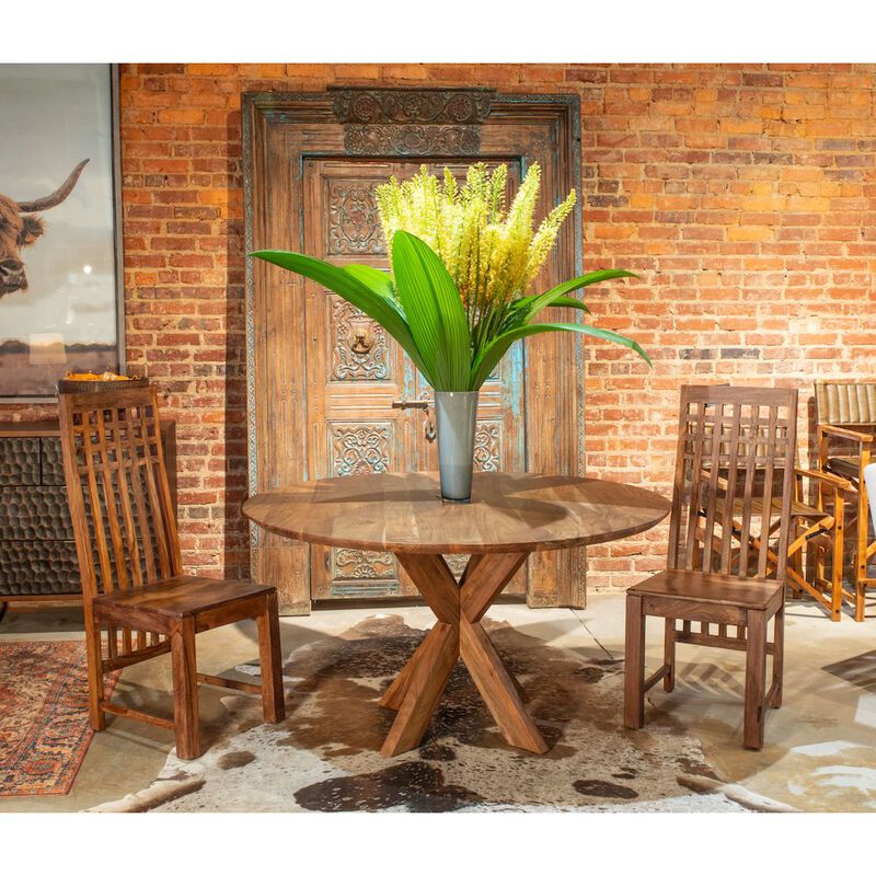 World Interiors Stockholm 54" Round Dining Table in Weathered Acacia image number 2