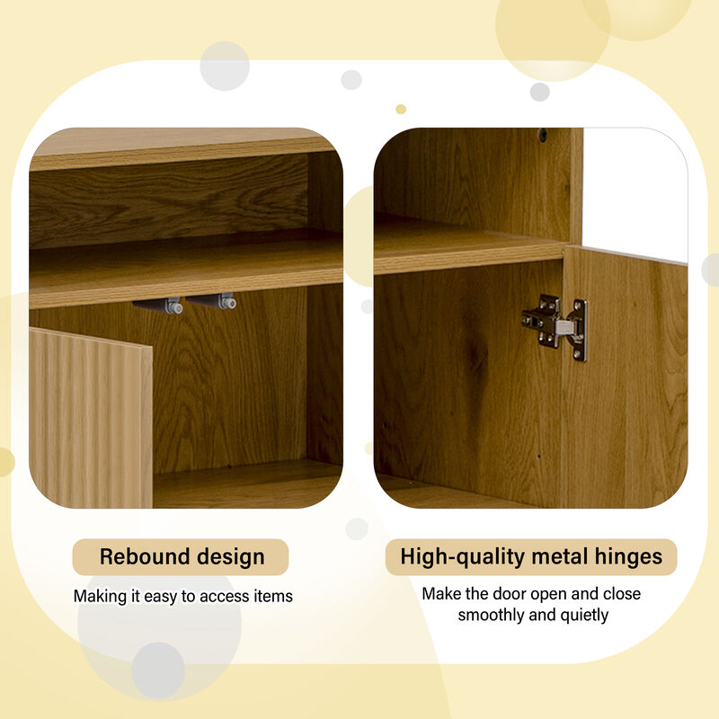 Shoe Bench, 2 Doors and 3-Tier Adjustable Shelves image number 6