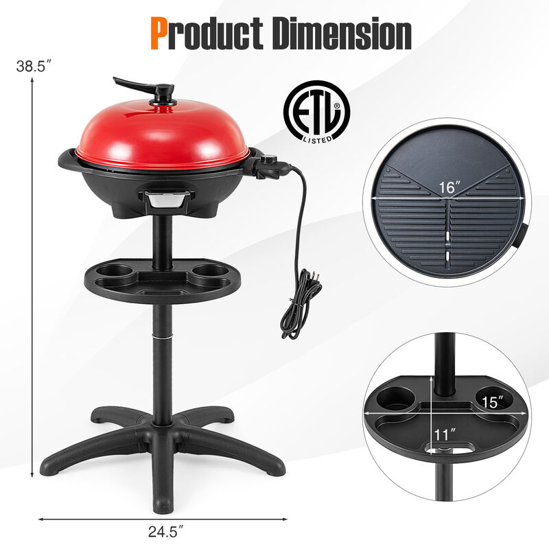 Portable Outdoor Electric BBQ Grill with Removable Stand for Easy Installation