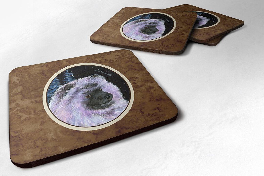 Caroline's Treasures SS8412FC Starry Night Keeshond Foam Coasters Set of 4 (Set of 4), 3.5 H x 3.5 W, Multicolor