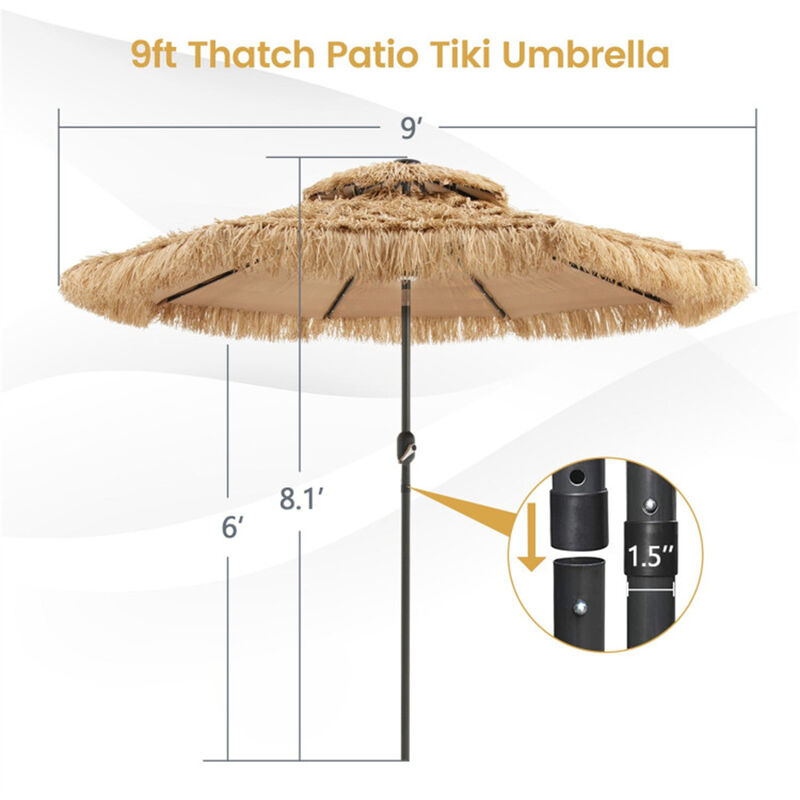 LED Lighted Beach Umbrella, Portable Sunshade with Tilt & UV Protection