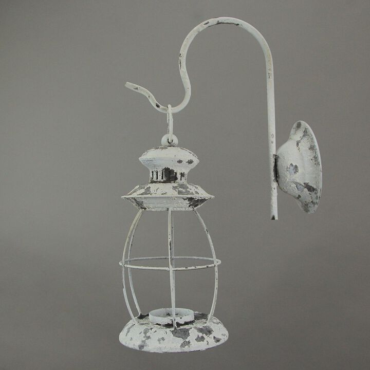 Set of 2 Rustic Distressed Metal Wall Mounted Railroad Lantern Hanging Sconces