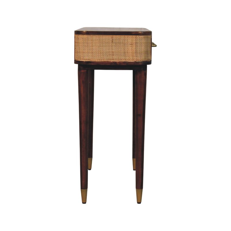 Artisan Furniture Solid Wood Belmont Cane Edge Console Table, 2 Drawers, Brown image number 6