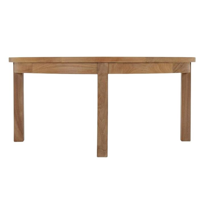 Teak Outdoor Coffee Table With Round Top And Rustic Finish