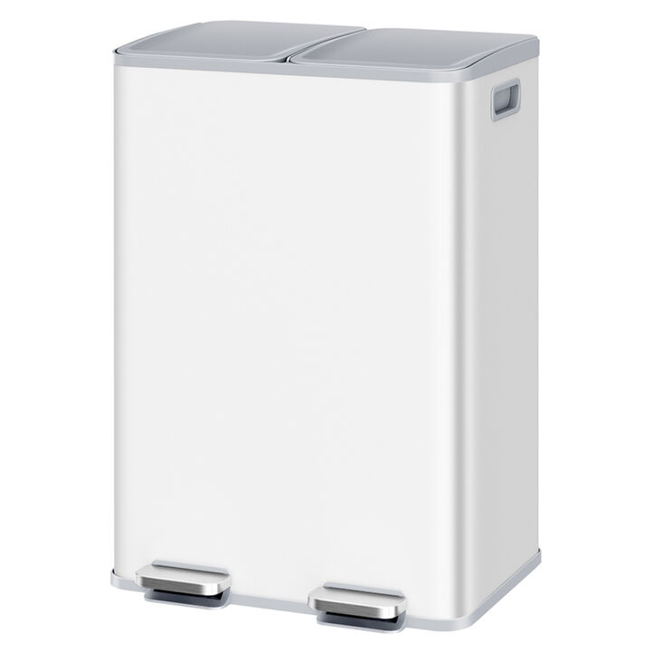 2 x 8 Gallon Dual Trash Can Soft Close Pedal Removable Buckets