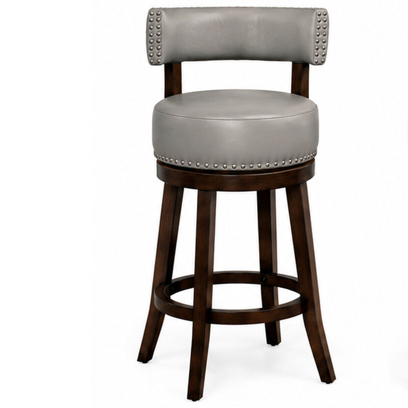 Shirley Contemporary 29" Barstool With pu Cushion, Gray Finish, Set of 2 image number 2